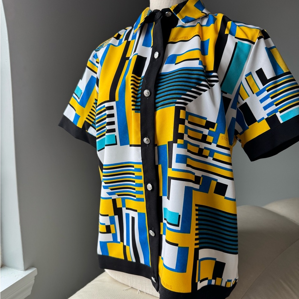 Karl Lagerfeld Geometric Print Blouse - Yellow, Blue, Black